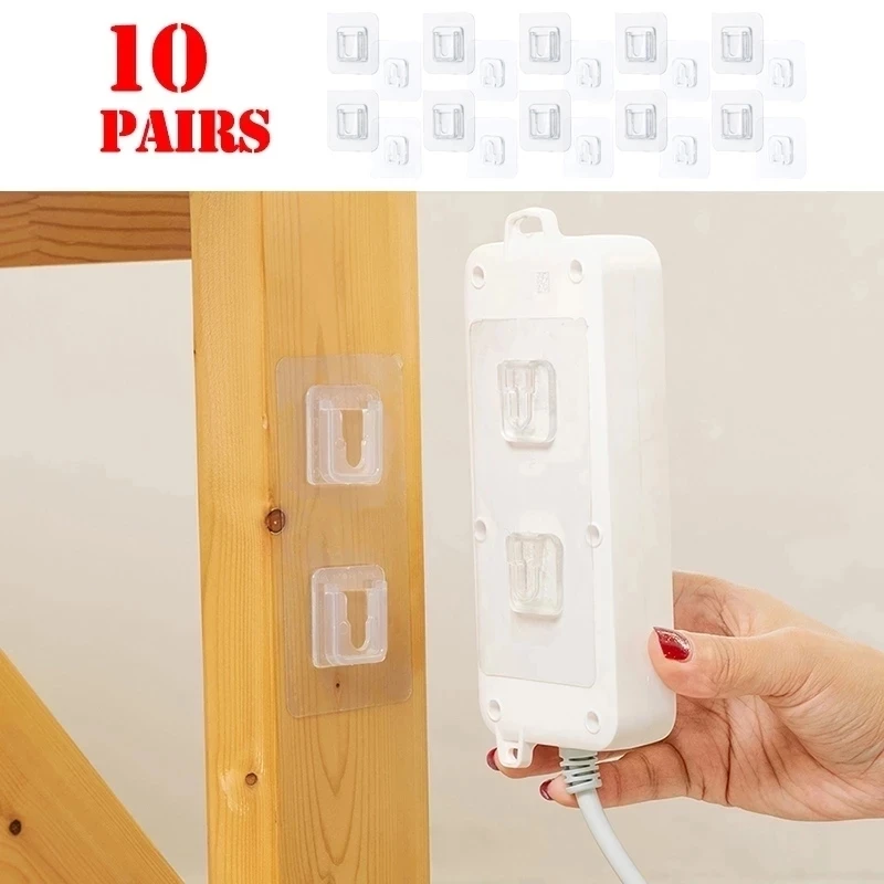 

Multi-Purpose Hooks Cable Organizer Double-Sided Adhesive Wall Hooks Waterproof Towel Hooks Stickers Kitchen Bath Door Hooks