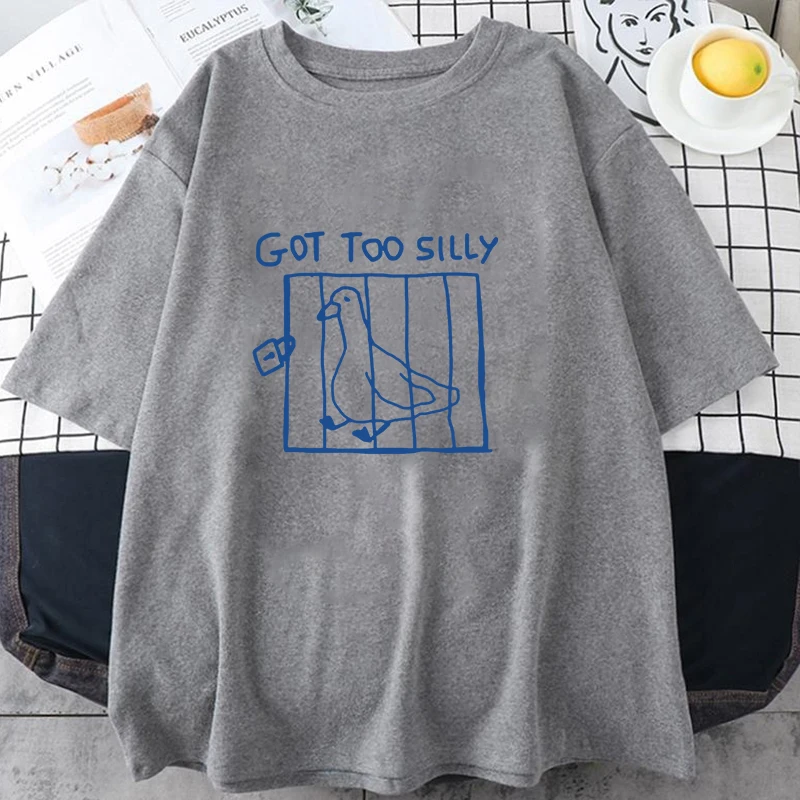 Фото Новая модная футболка унисекс с круглым вырезом и принтом «Too Silly Letter», с коротким рукавом, для мужчин и женщин, с рисунком «Silly Goose» №2