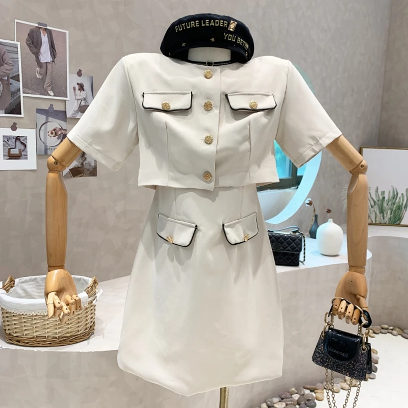 Professional Dress Suit Women's Fashion Slim Fit Short Blazer Jacket Top Midi Pencil Dress Summer Office Lady Business Wear