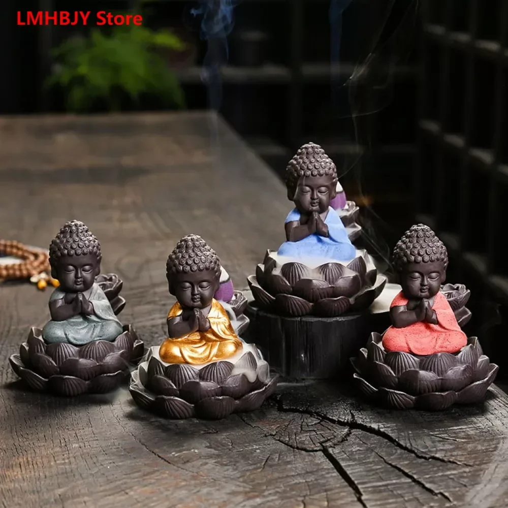 

Purple Sand Backflow Smoke Backflow Incense Stove Creative Lotus Buddha Backflow Incense Stove Artwork Decoration