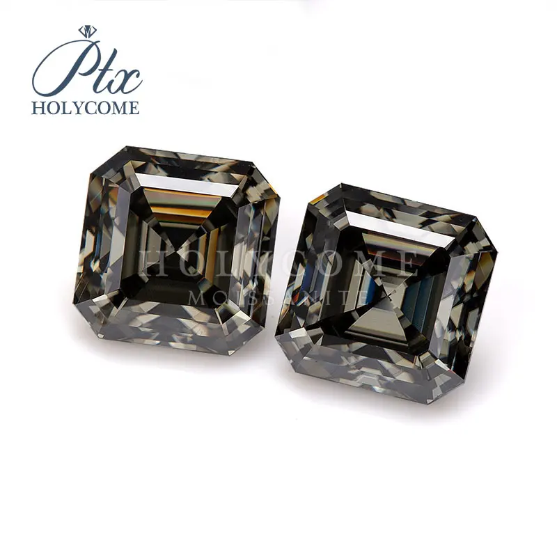

Holycome 3x3-12.5x12.5mm Dark Grey VVS1 GRA Certificated Asscher Cut Moissanite Factory Pass Moissanite Diamond Tester Positive