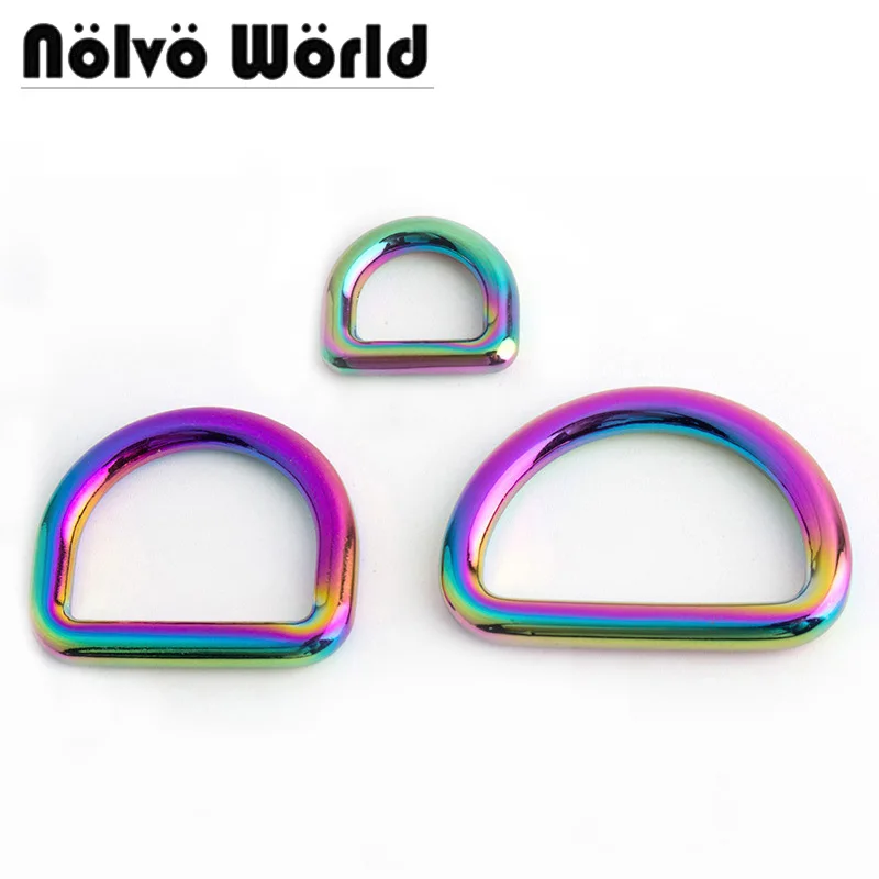 

10-50-100pcs 3mm thick,inner 10X8mm 3/8 Inch Rainbow solid casting tiny d ring,handbag purse strap welded small d-ring rings