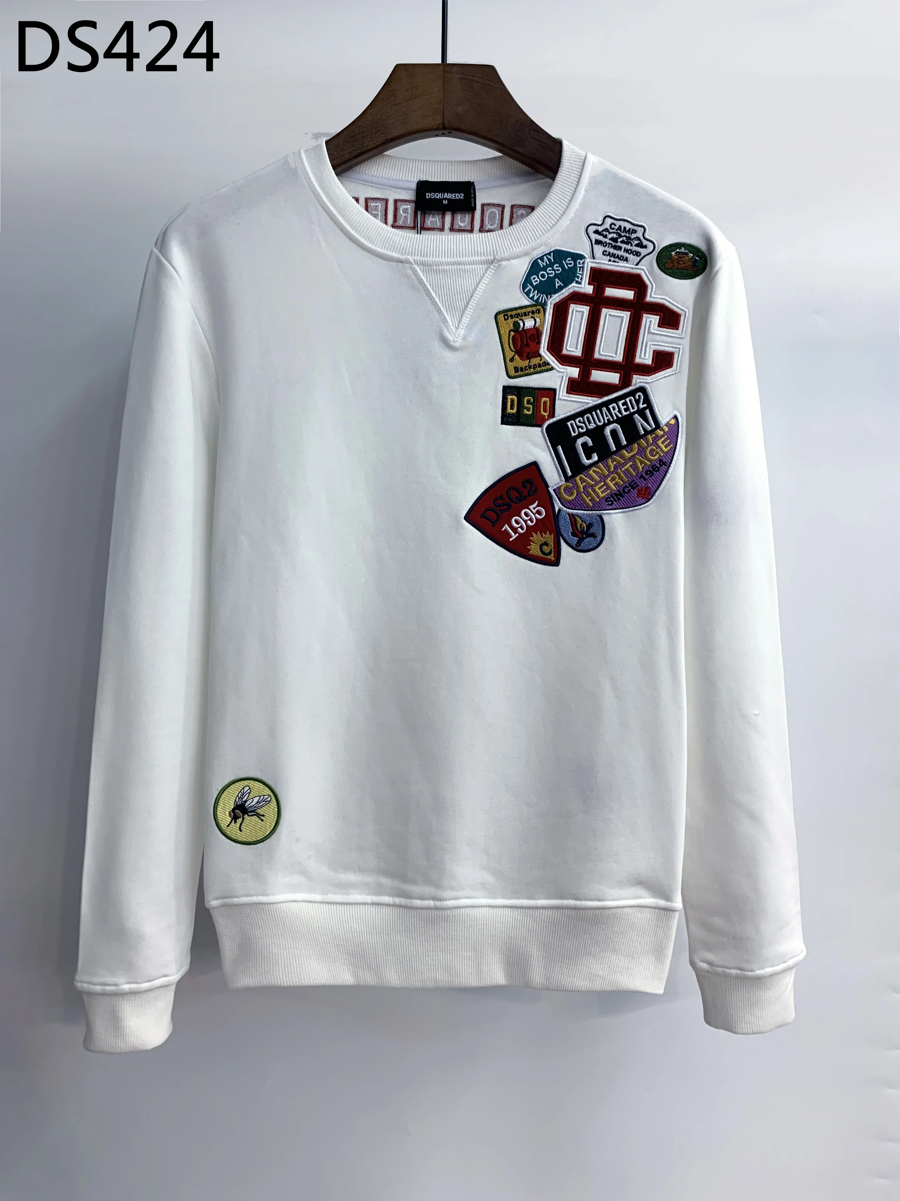 New Dsquared2 Men's Ladies Couple D2 Fashion Medal Embroidered Long Sleeve Dsq2 Simple Knit Crew Neck Sweatshirt M--XXXL DS424