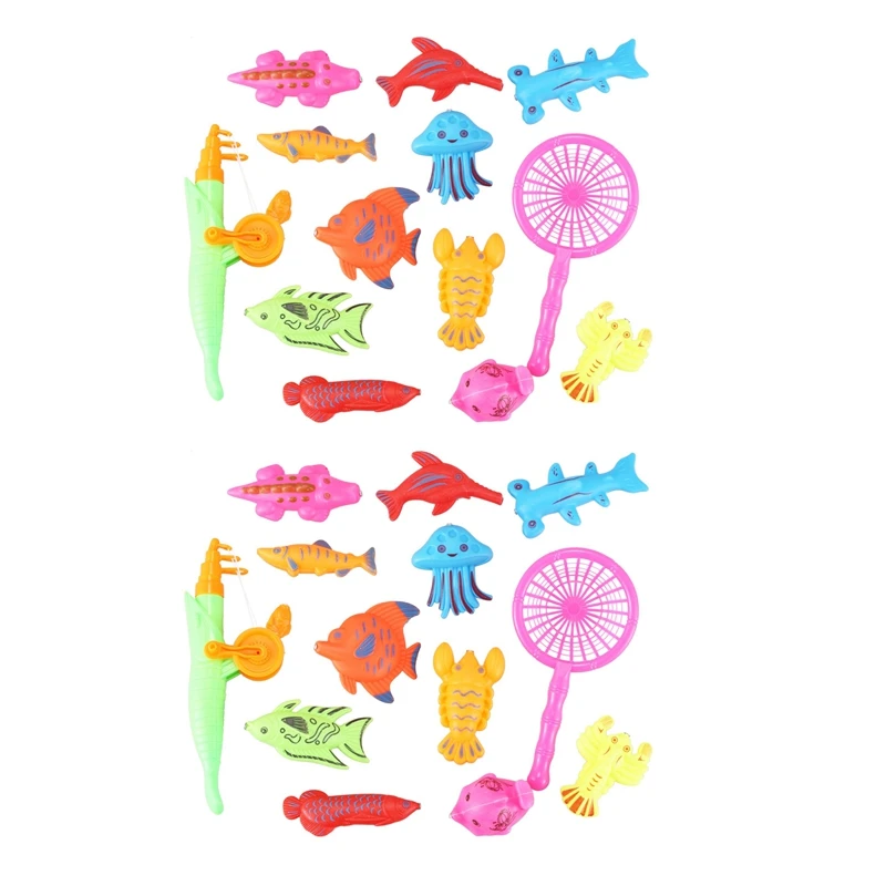 

NEW-Bath Toy Fishing Fish Model Magnetic Bathtub Set Gift For Baby Child - 30Pcs