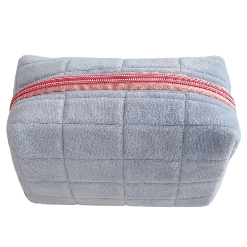 

1 Pc Cute Fur Makeup Bag For Women Zipper Large Solid Color Cosmetic Bag Travel Make Up Toiletry Bag Washing Pouch