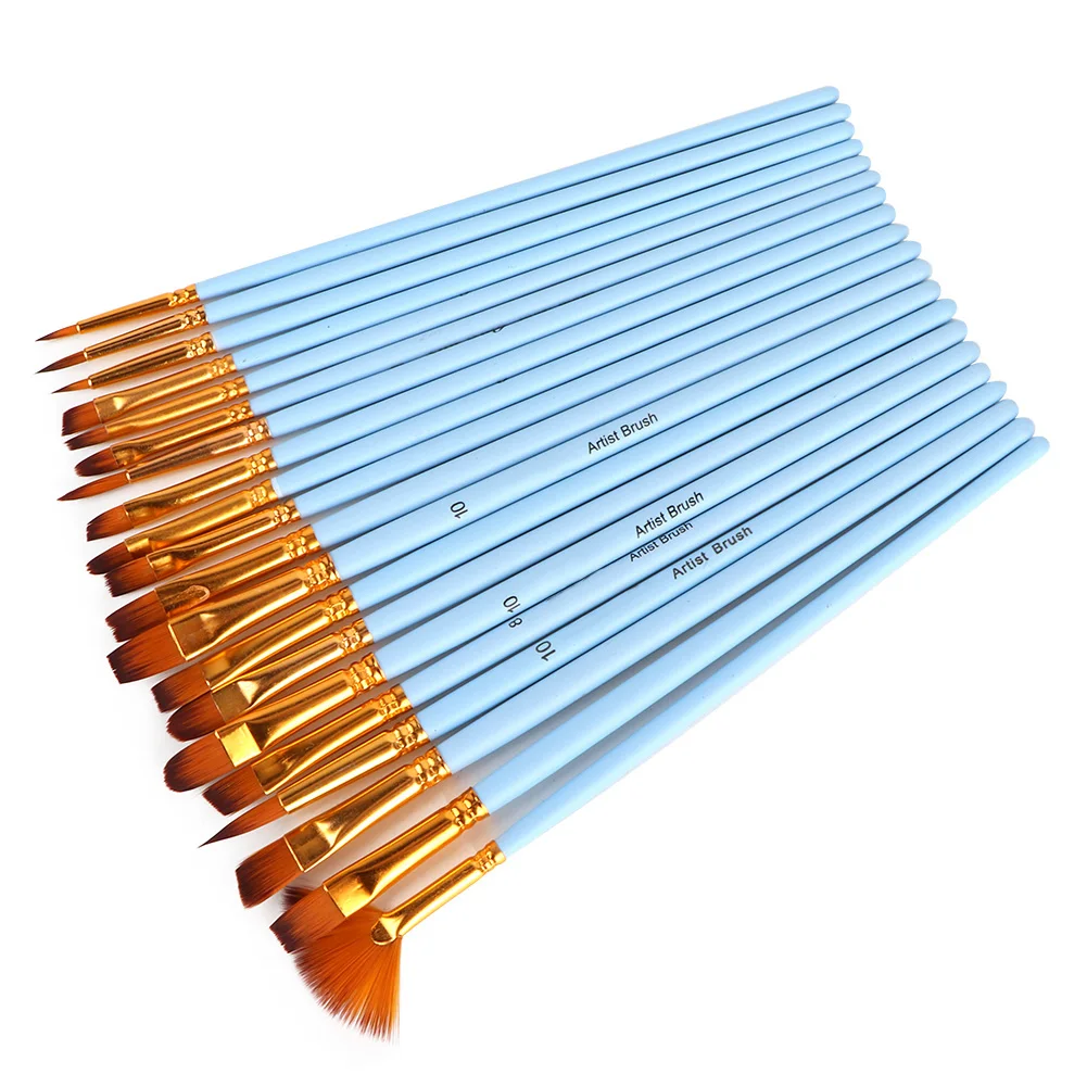 

20PCS Nylon Hair Art Painting Brushes Artist Watercolor Brush Pen Drawing Tools Set Paint Brush