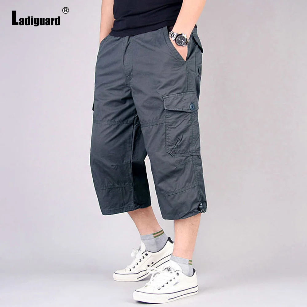 Mens Vintage Cargo Shorts 2023 Summer Calf-Length Pants Safari Style Fashion Multi-Pockets Trouser Male Outdoor Casual Pantalon