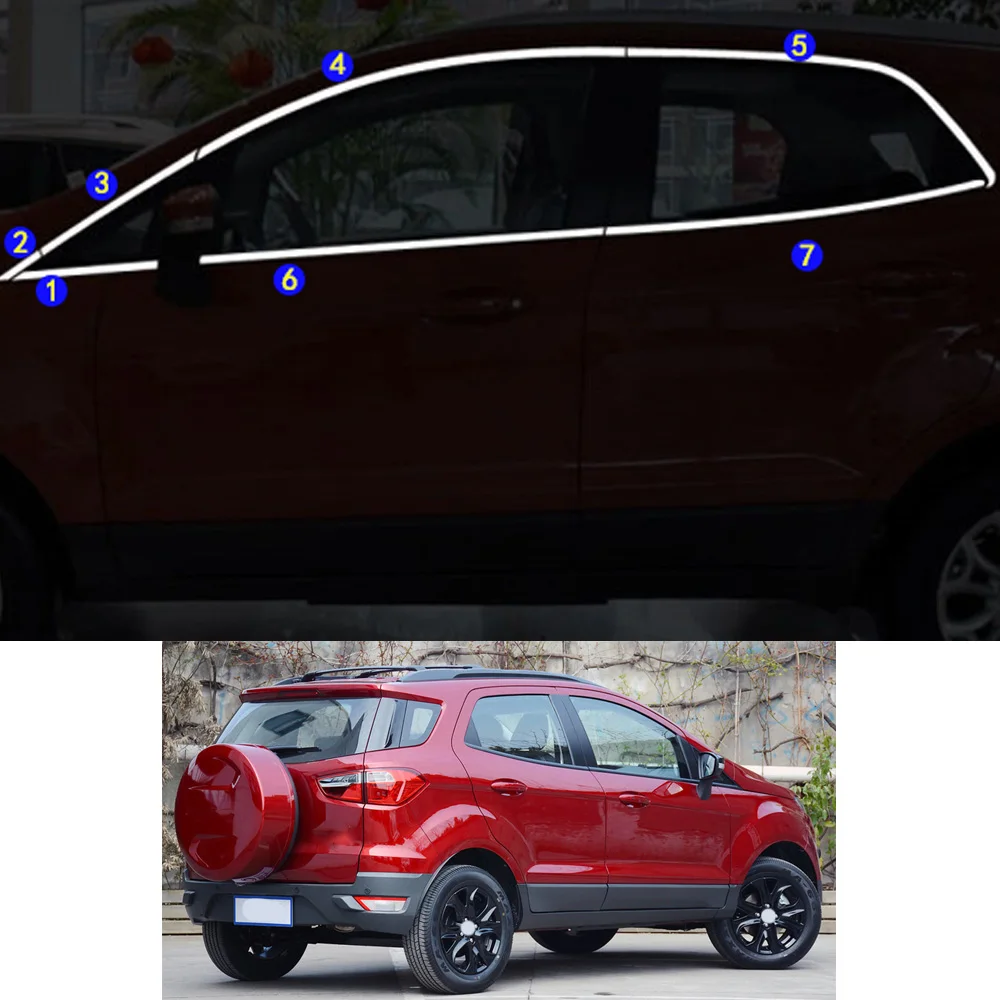 

Наклейка для Ford EcoSport Eco Sport 2013, 2014, 2015, 2016, 2017, 2018, 2019, 2020, декоративная оконная полоса, средняя полоса, отделка рамки