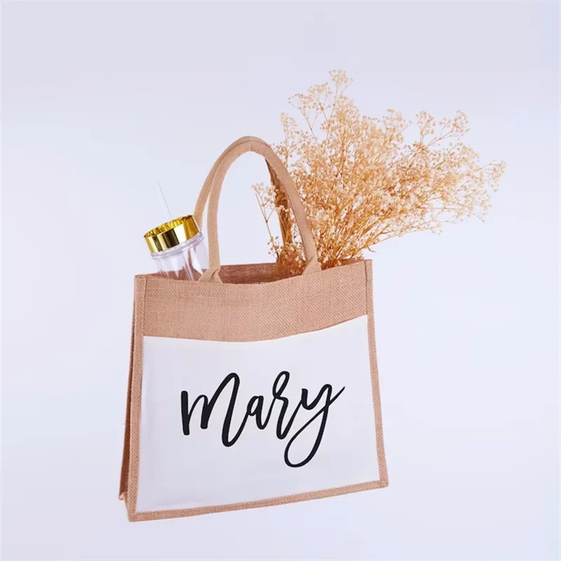 

Индивидуальная Свадебная Сумка-тоут для подружки невесты, персонализированная Джутовая сумка-тоут, подарок для девичника, свадебный подарок для матери невесты и жениха