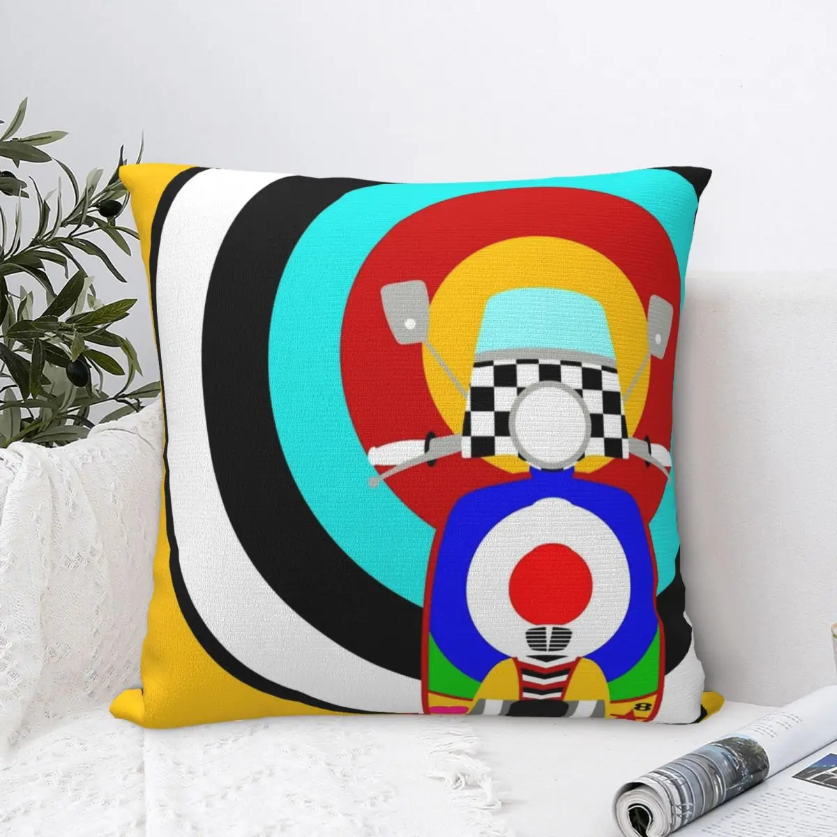 

Pop Art Mod Lambretta Scooter Square Pillowcase Cushion Cover Comfort Pillow Case Polyester Throw Pillow cover For Home Sofa