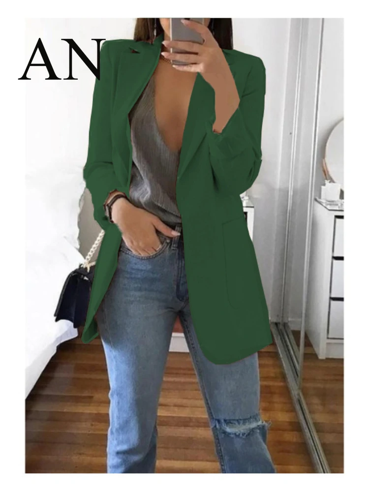 Офисный кардиган с лацканами для женщин офисный пиджак повседневный офисная