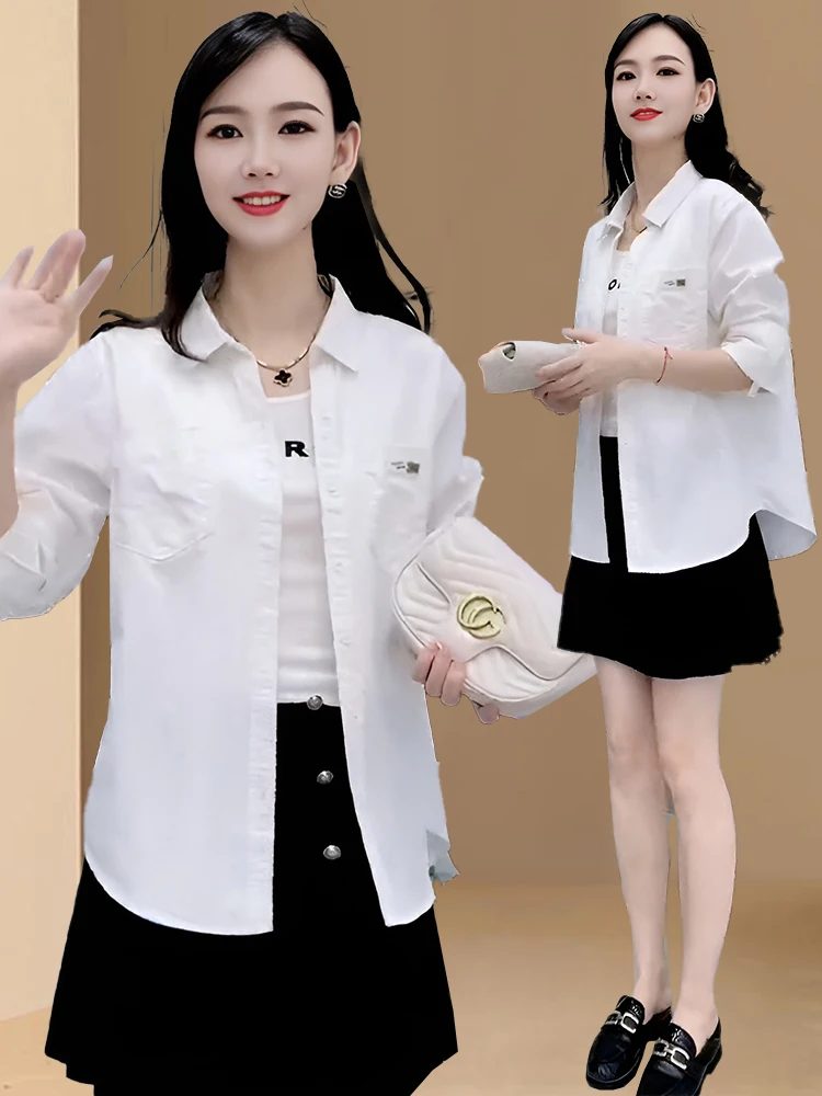 Осень 2024 новые простые и стильные рубашки женская одежда свободная маленькая