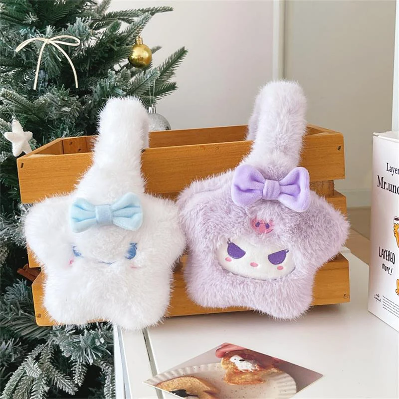 Милые плюшевые куклы Sanrio наушники Kuromi Melody Cinnamoroll зимние теплые антифризованные