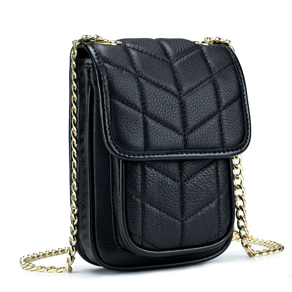 

Women Genuine Leather Cell Phone Bag Fashion Luxury Designer Shoulder Handbag Small Female Chain Crossbody Bags Branded Purses