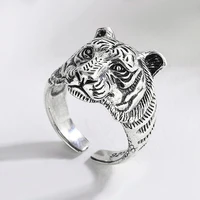 best sell fashion retro tiger head animal silver plated mens party rings original jewelry for man birthday gifts no fade