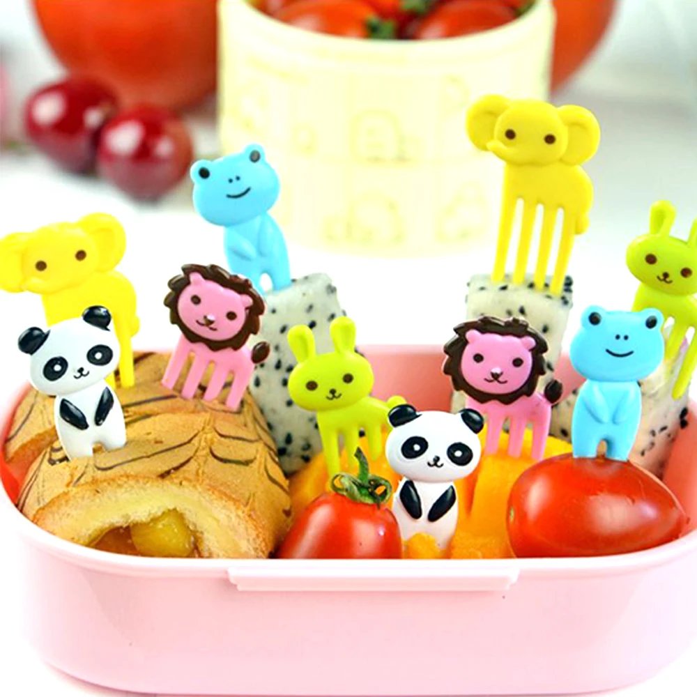 

10Pcs Animal Farm Cute Mini Bento Sticks Children's Fruit Forks Creative Plastic Bento Decoration Sticks Bento Box Accessories