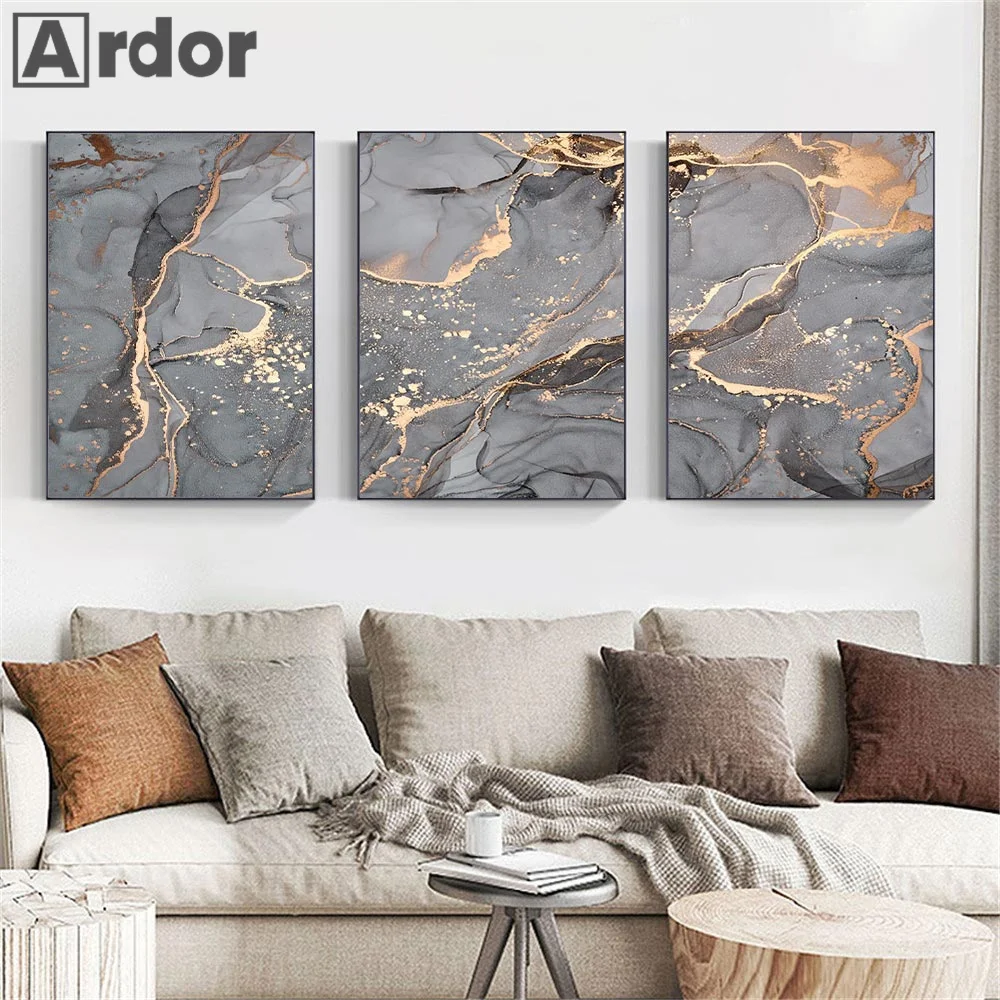 

Modern Abstract Gray Gold Foil Lines Green Canvas Art Paintings For Living Room Bedroom Posters and Prints Pictures Home Decor