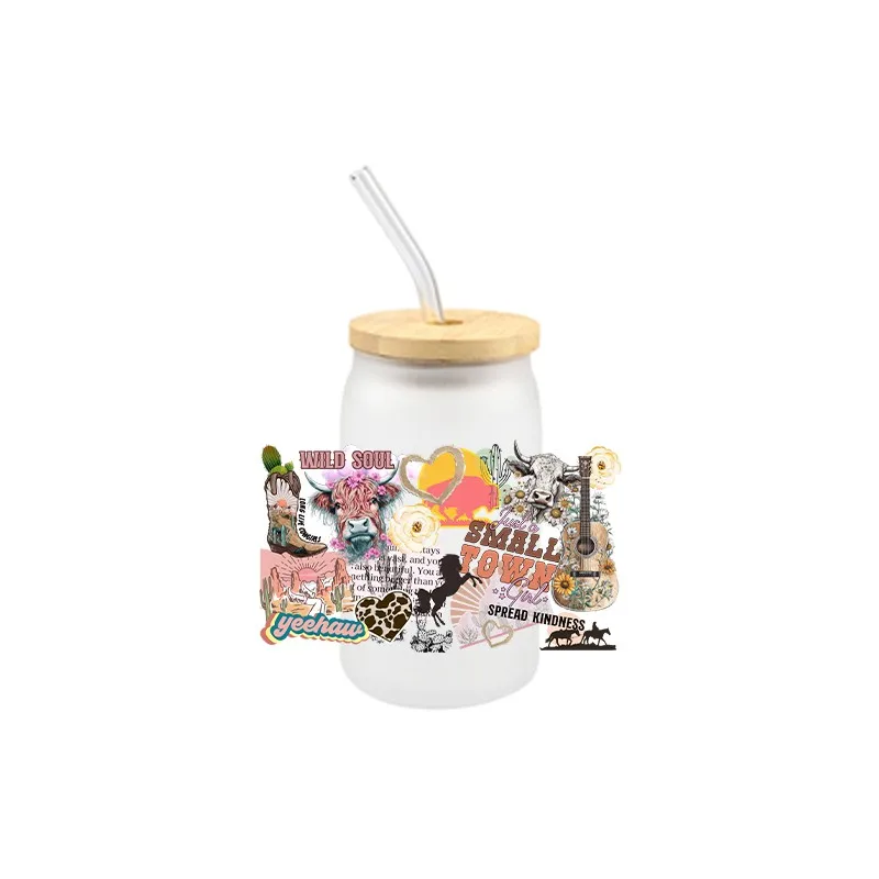 UV DTF западная ковбойская тема переноса наклейки для обертывания чашки