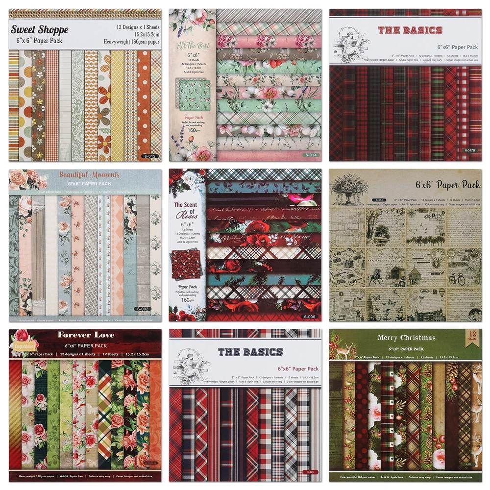 

12 Sheets Vintage Flower Sea Paper Pad Scrapbooking Material Patterned Cardstock Art Background 6X6" for Card Making Diy Craft