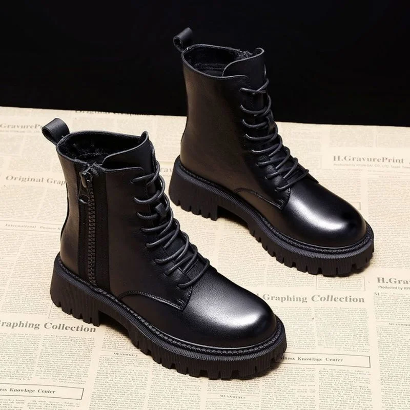 

Thick-soled Boots Female British Style 2022 New Boots Wild Winter Short Boots Women Shoes Cotton Shoes Winter Plus Velvet