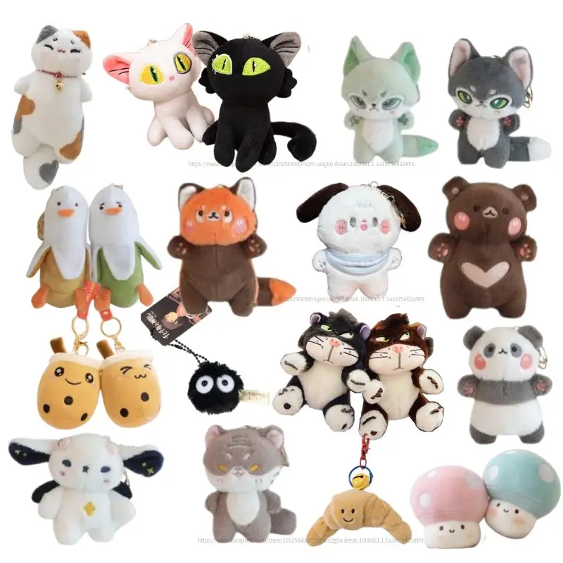 Милая забавная Маленькая подвеска волк собака Кот панда ягненок плюшевая игрушка мягкое животное щенок украшение сумка прекрасный ребенок успокаивающий подарок брелок