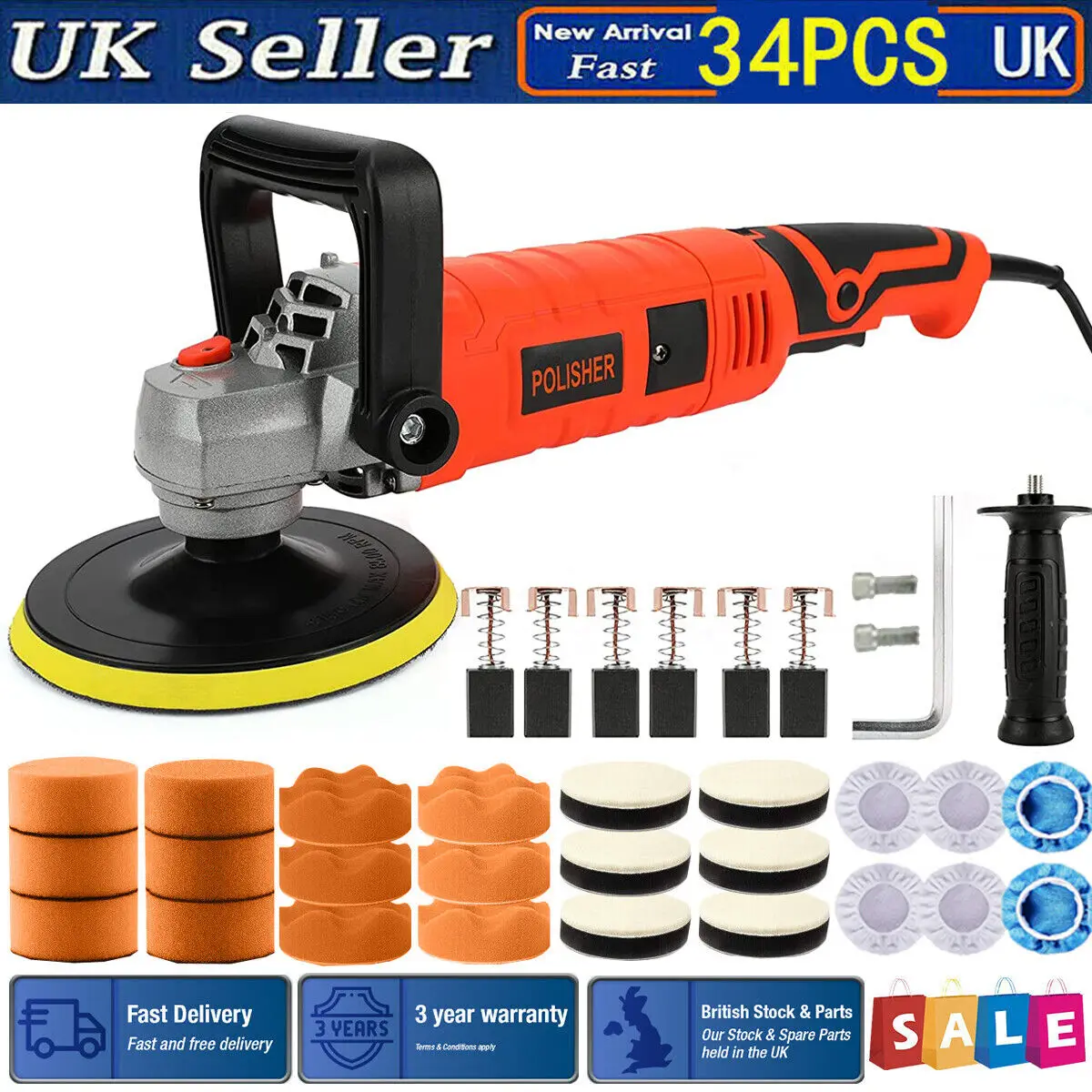 

1580W Car Polishing Machine Adjustable Speed Car Electric Waxing Machine Automobile Furniture Grinder Power Polishing Tools