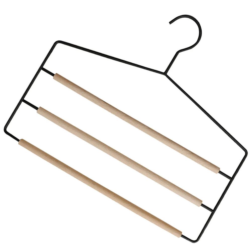 

Wardrobe Space-saving Clothes Hangers 3-tier Wood Multi-layer Pants Organizer Scarf Hanging Racks Shorts