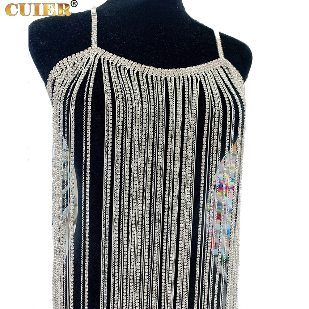 

CUIER Exquisite Square Strass Suspender Short Skirt Tassel for Women Full Crystal Rhinestone Metal Chain Mashup Sexy Body Chain