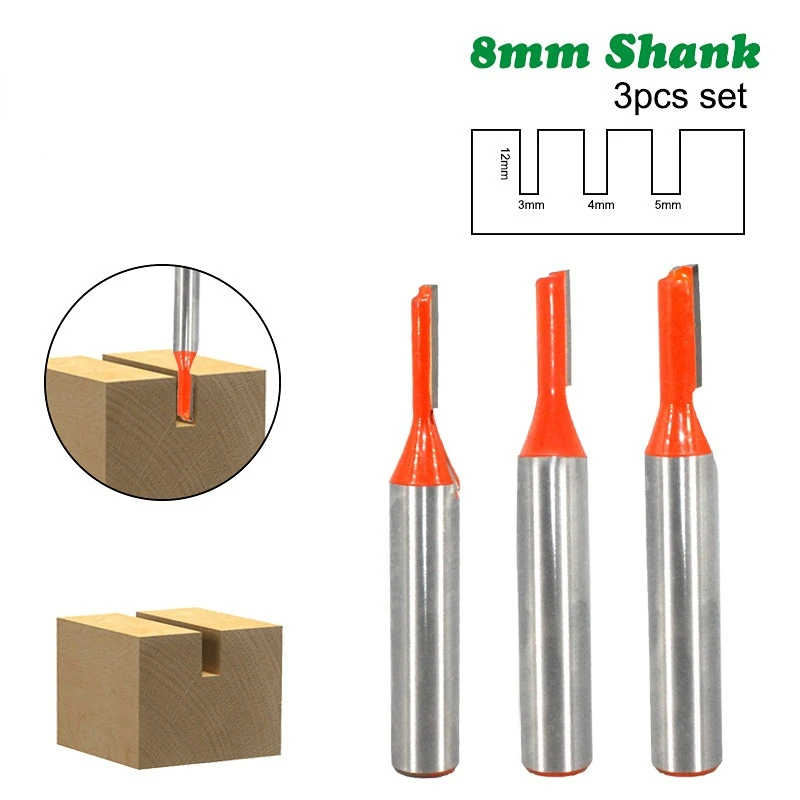 

8mm Shank Straight Router Bit Tungsten Carbide Single Flute Bit Wood Milling Cutter Woodworking Tools