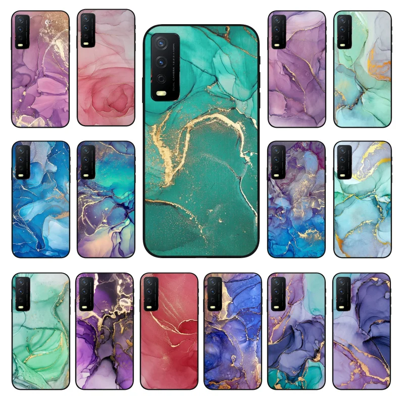 

Green Blue Purple Marble Phone Case For VIVO Y53S Y33S Y22S Y11S Y31 Y21 Y70 Y20 Y21S Y72 Y35 Y51 Y01 V23E V21 V23 V21E