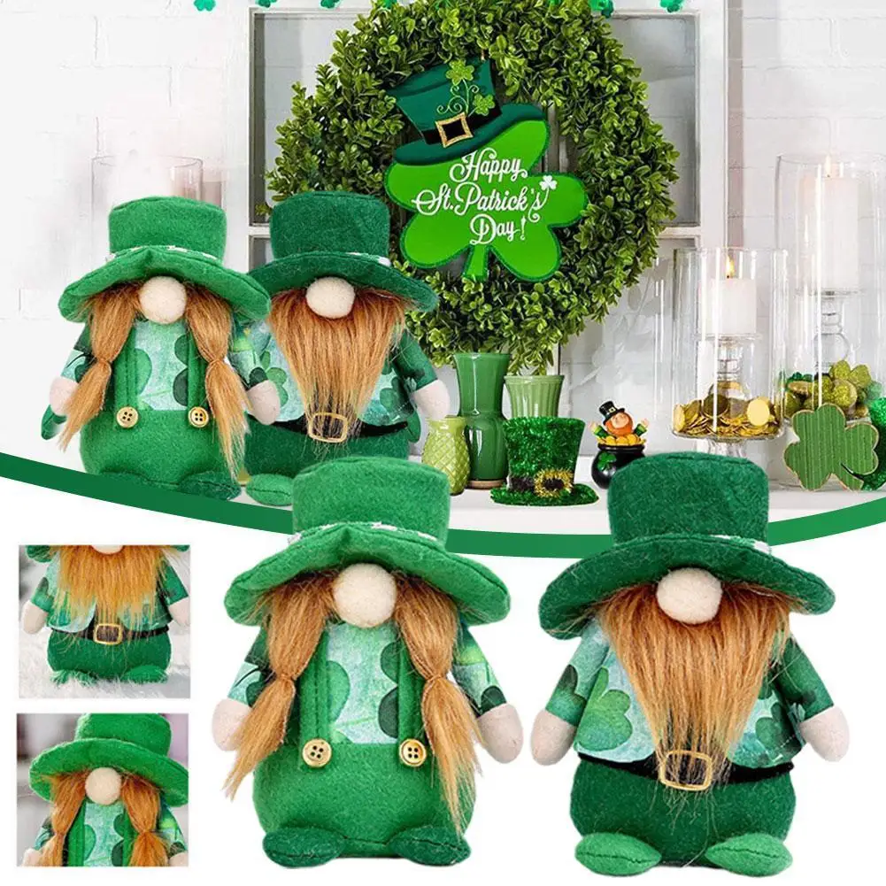 

Украшение на День Святого Патрика, зеленая плюшевая кукла гном без лица, украшения, дневные подарки, Патрик, Ирландия, Ирландия, Сен-кукла V3C9