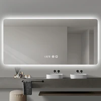 Bluetooth Clock Mirror Glam Bedroom Fogless Bathroom Mirror Touch Switch Espejo Aumento Maquillaje Con Luz Bathroom Accessories