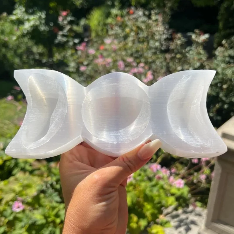 1 шт. натуральный селенит лунная чаша украшенная кристаллами конфетница 7 чакр