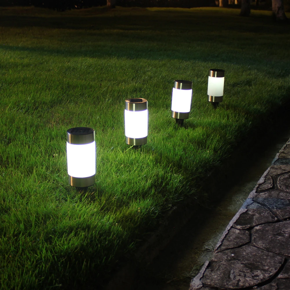 

2pcs/set Solar Lamp LED Garden Yard Ground Mount Solar Lights Modern Lawn Patio Home Decor Mini Driveway Night Outdoor Lamp