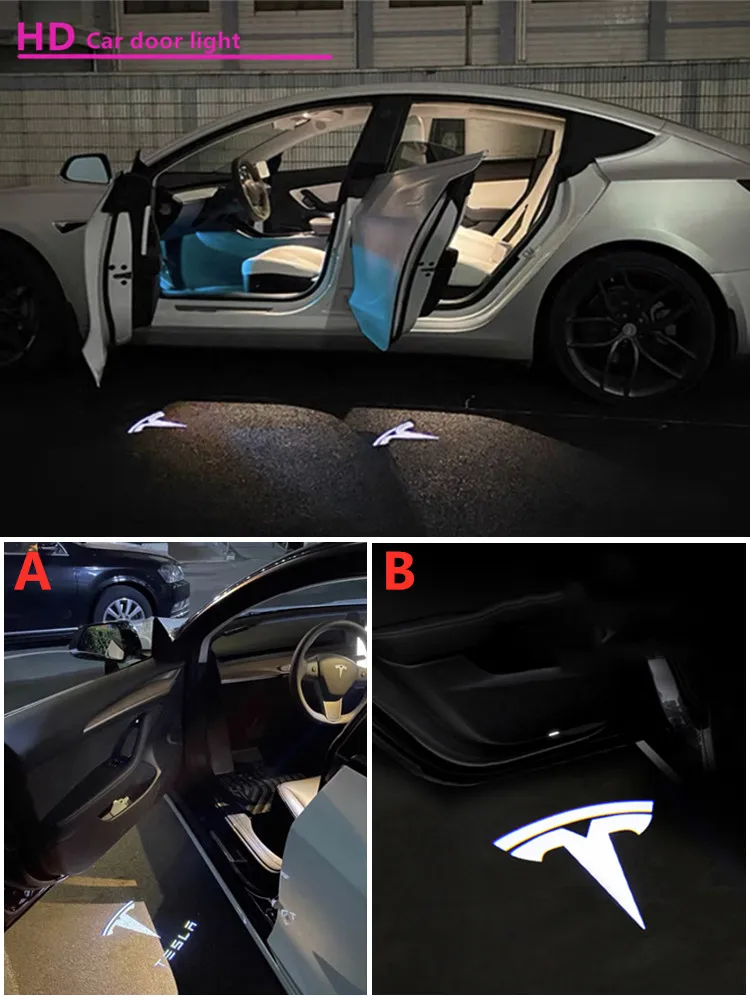 

Decoration Accessorie For Tesla Model X Model 3 Model S Model Y Car Door Logo Light Ghost Shadow Light Welcome Light Car Goods