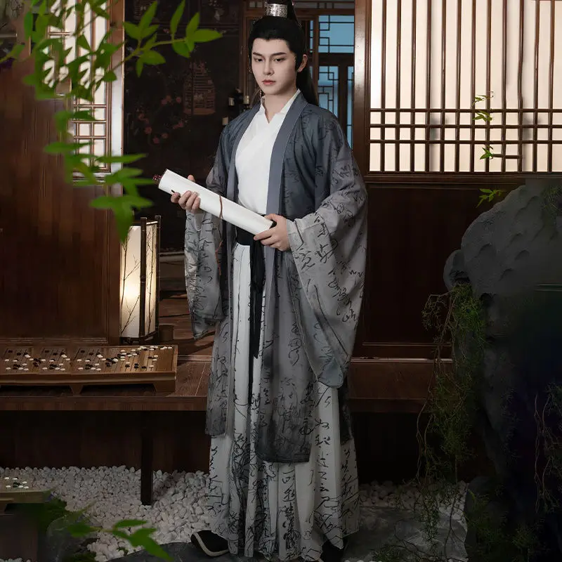 Hanfu Yasheng Wei Jin в китайском стиле черный серый супер бессмертный и элегантный