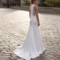 monica elegant wedding dress sleeveless lace satin slim fit lace temperament bridal custom dress prom new fashion