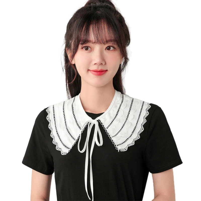 

Decorative Tiered Mesh False Collar Korean Women White Lace Trim Shawl Scarf