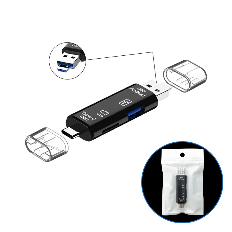 Фото 5 в 1, многофункциональный Usb Type C/Usb /Micro Usb/Tf/SD кардридер памяти №3