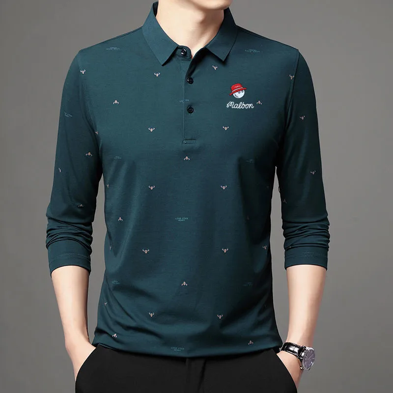 

2023 autumn men's golf clothing Men's Golf T-Shirts horse Golf Tops golf Clothes men MALBON Sport Golf wear men Golf Shirts MAN