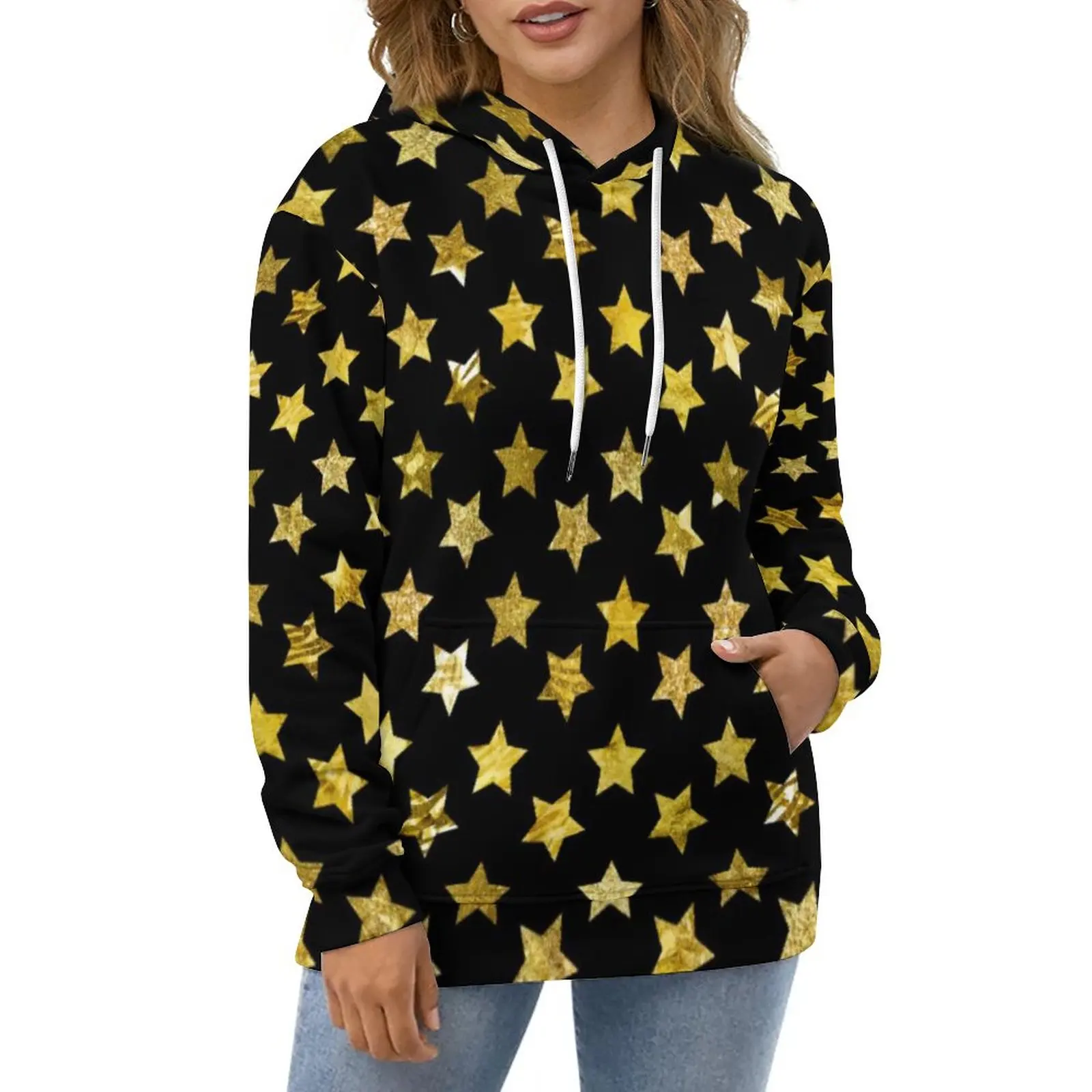 

Худи с длинным рукавом и принтом звезд