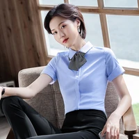 korean white shirt blouse women shirts blouses women short sleeve work shirts tops fashion office lady elastic pink ol shirt 5xl