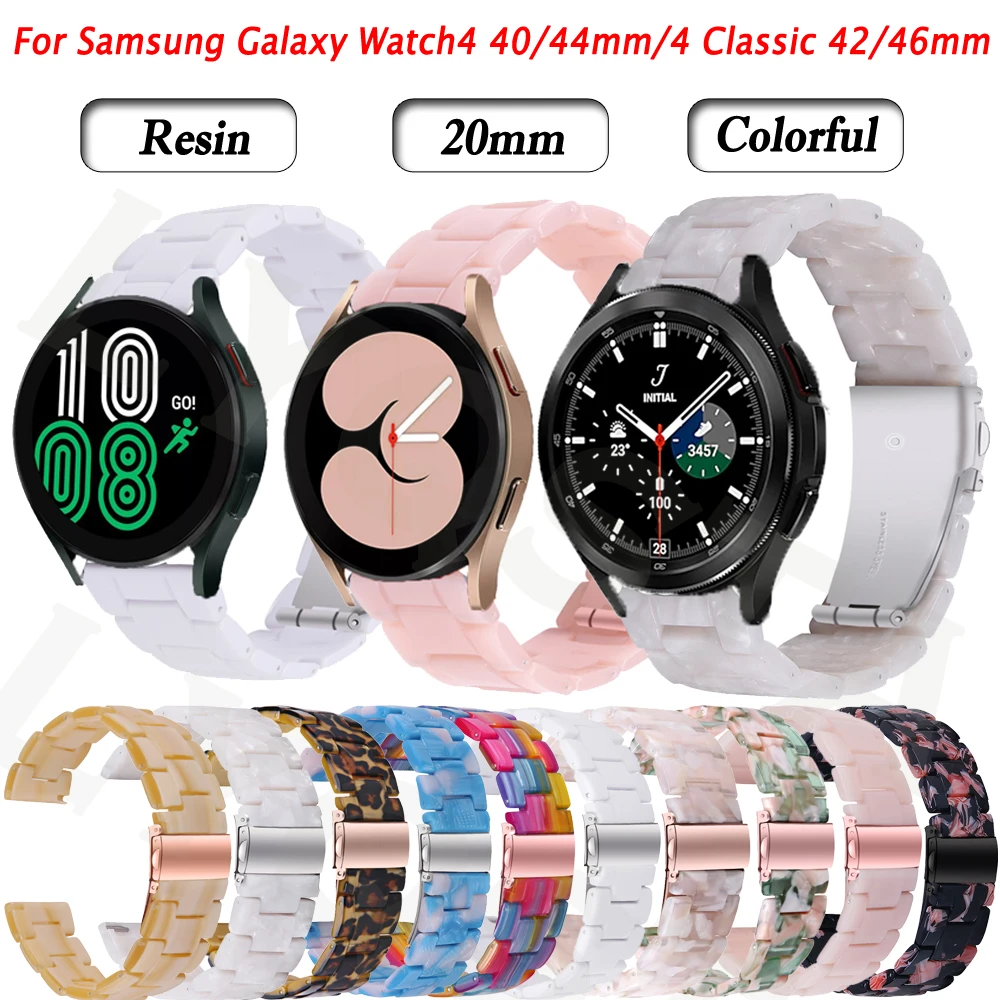

20mm Resin Watchband For Samsung Galaxy Watch 4 Classic 42 46mm WristStrap Bracelet Active 2 Watch4 40 44mm Smartwatch Band Belt