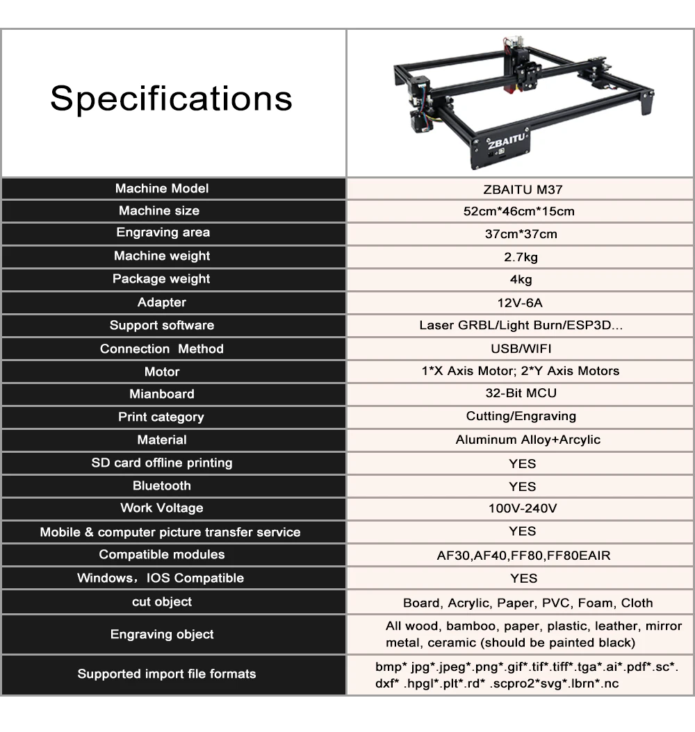 Лазерный режущий станок ZBAITU лазерный гравер с ЧПУ 3D принтер Гравировальный
