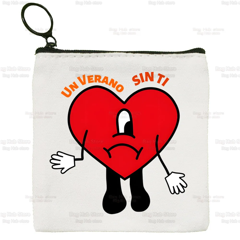 Un Verano Sin Ti Simple Canvas Coin Purse Bad Bunny Maluma Cute Cartoon Yo Perreo Sola Key Case Lady Bag Coin Storage Bag