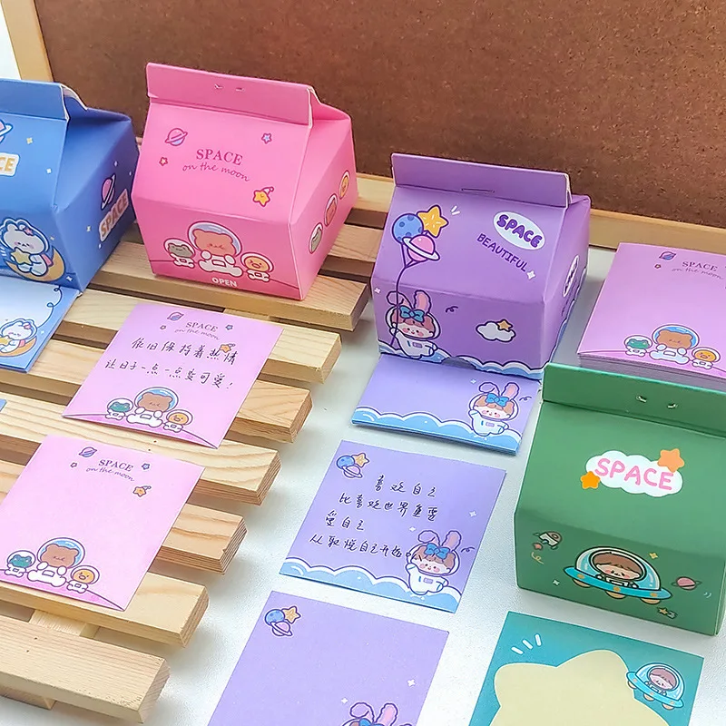 200sheets Milk Carton Notepad Cartoon No-Sticky Animals Memo Pad Decal Scrapbooking DIY Note Kawaii Stationery School Supplies - купить по