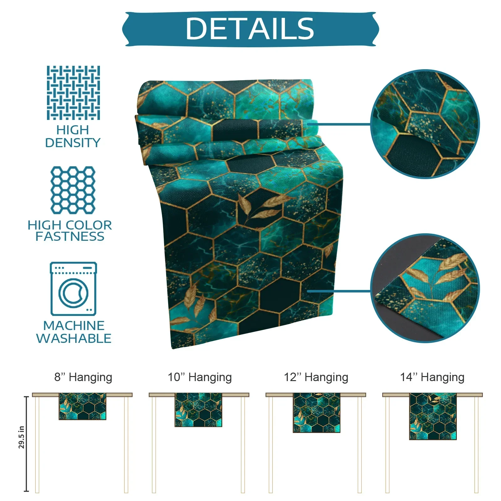 Мраморная сотовая текстура зеленая льняная дорожка для стола украшение