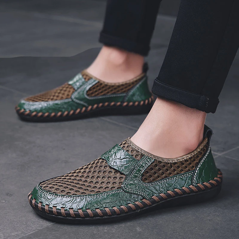 2022 Summer Footwear Men Casual Shoes Fashion Soft Male Outdoor No Slip on Sneakers Coslony Breathable Hollowed Out Mesh Shoes