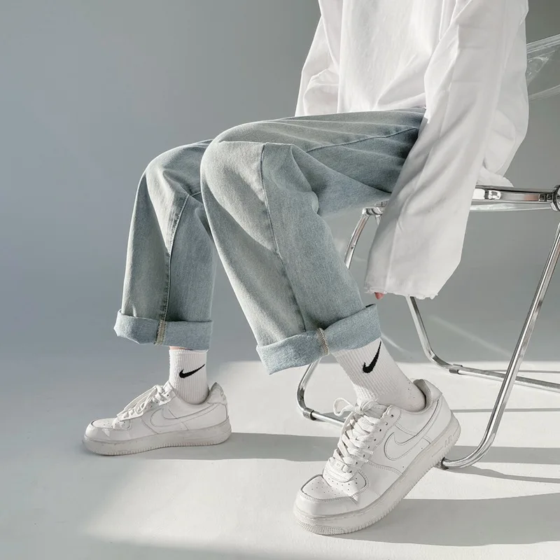 Men's Jeans Pants Trousers for Men Jean Spring Denim Mens Man Male Trendyol Streetwear Korean Fashion Men Boys Large Flare Sale