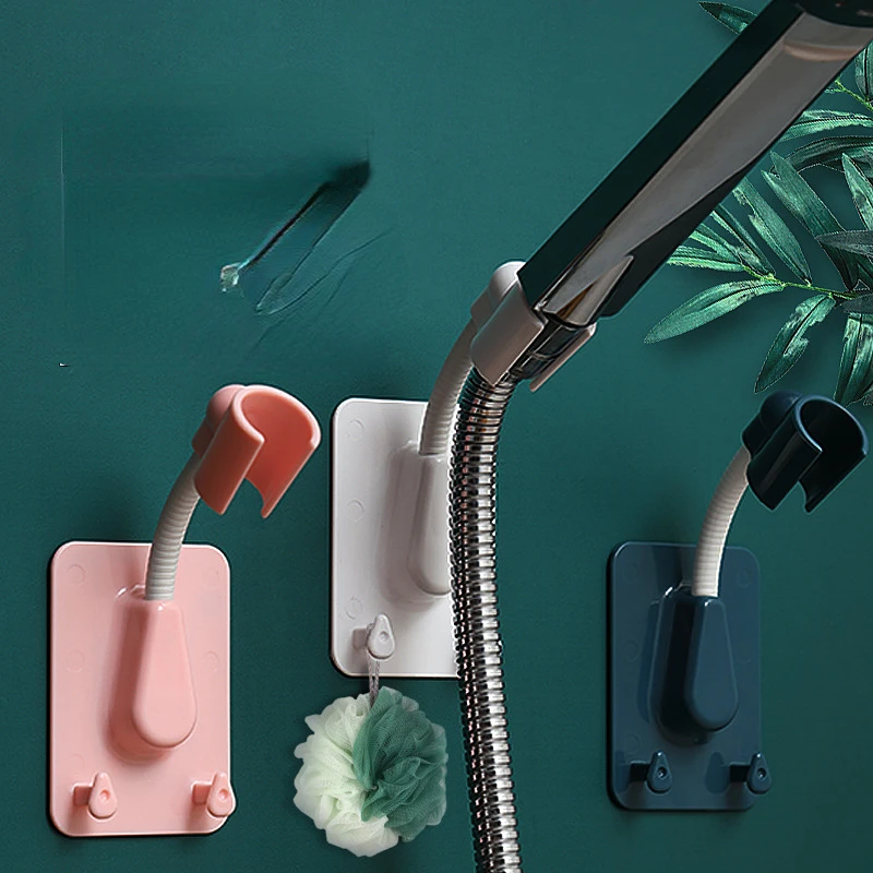 

Shower Head Holder Adjustable Self-Adhesive Showerhead Bracket Wall Mount with 2 Hooks Stand SPA Bathroom Universal ABS 1pc